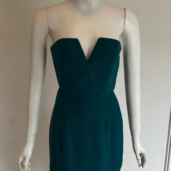 Naven Womens 100% Silk Strapless Sweetheart Mini Sheath Dress Green Size S - Picture 2 of 8